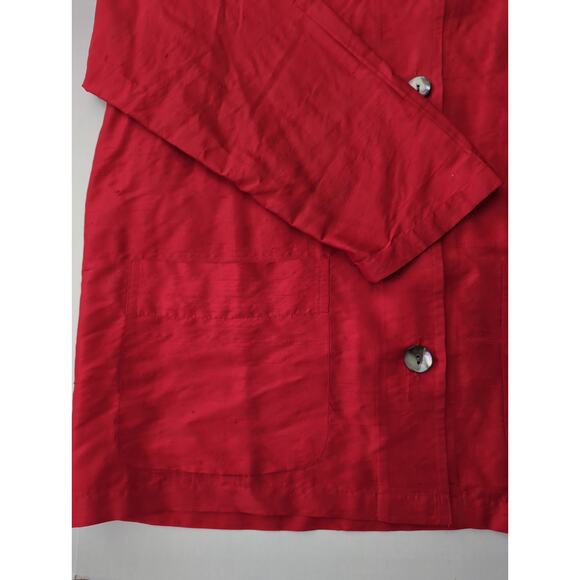 CHICO'S DESIGN Size 3 Red 100 % Silk Collared button up blouse Women's US Sze 16 - Picture 2 of 5